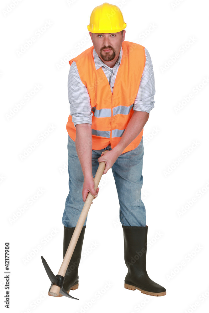 Bearded worker with pick-ax Bearded worker with pick-ax