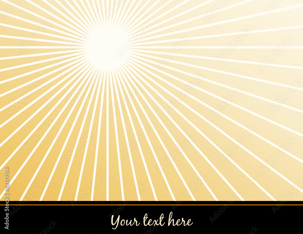 Fototapeta premium Poster with copy space, gold ray star burst pattern background
