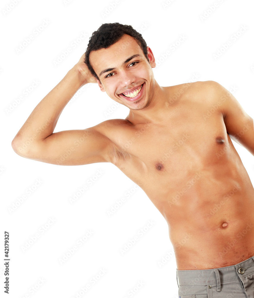 Strong man with a helathy body isolated over white Strong man with a helathy body isolated over white