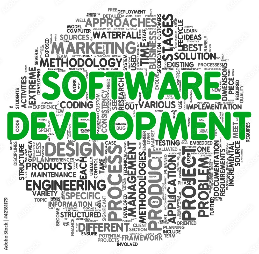 Software development concept in tag cloud