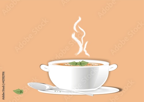 hot soup in a bowl
