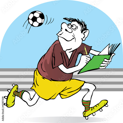 football referee records in a notebook flight of the ball