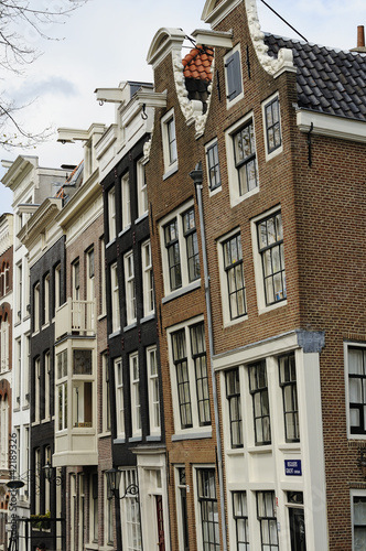 leaning old facades, amsterdam