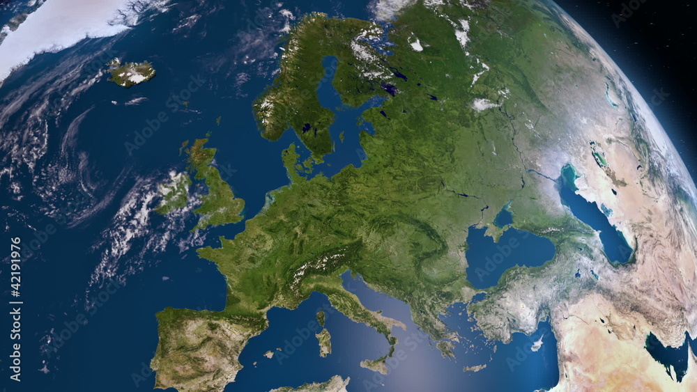 Earth 3d view from space. Europe