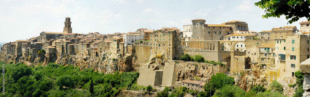 Panoramic view on a Pitigliano town