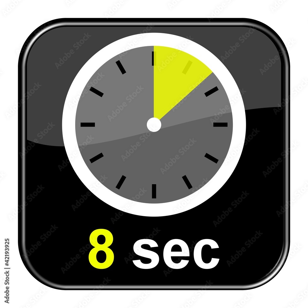 Glossy Button schwarz - Uhr: 8 Sekunden Stock-Illustration | Adobe Stock