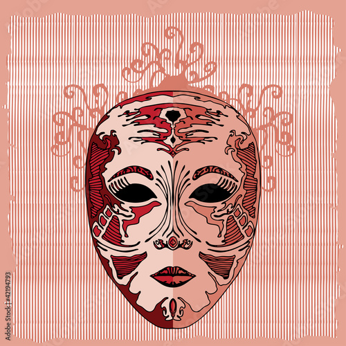 masque on lined background
