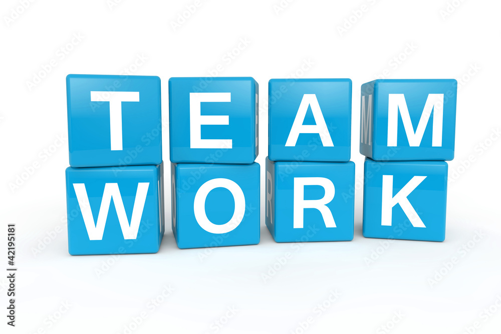 Team Work cubes 3d render illustration