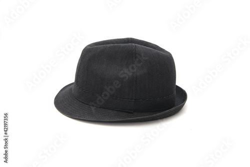 Stylish black hat isolated on white background