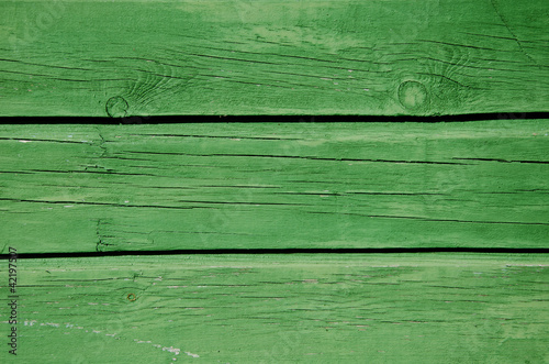 Background green paint wooden board wall closeup