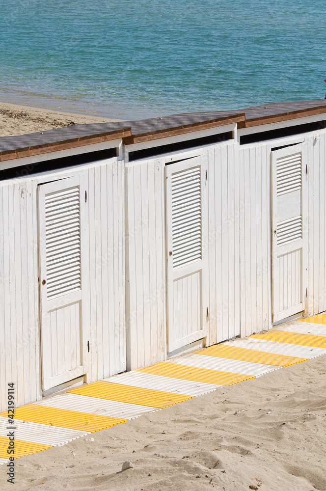 Fototapeta premium Beach huts. Otranto. Puglia. Italy.