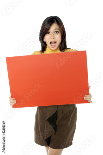 Woman Hold Banner