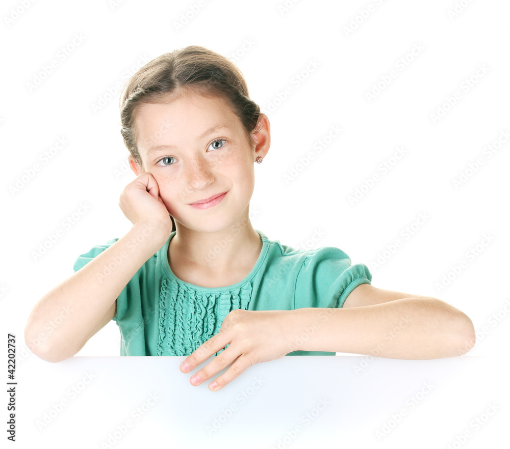Portrait of beautiful little girl. Isolated on white Portrait of beautiful little girl. Isolated on white