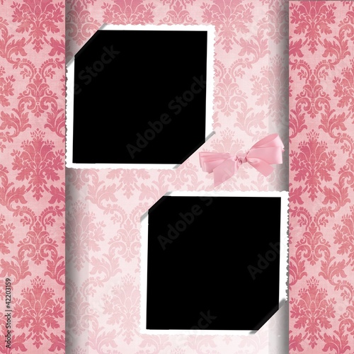 cadres vintage fond rose