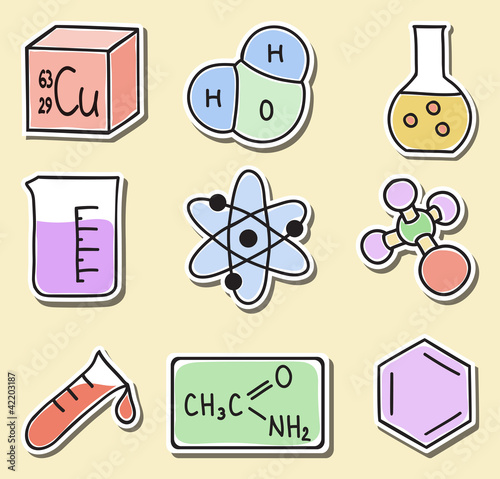 Illustration of chemistry icons - stickers