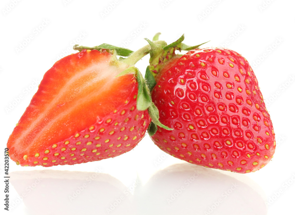 sweet ripe strawberries isolated on white sweet ripe strawberries isolated on white