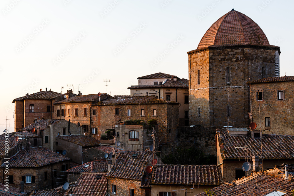 Dome and Houses in the Small Town of Volterra in Tuscany, Italy
