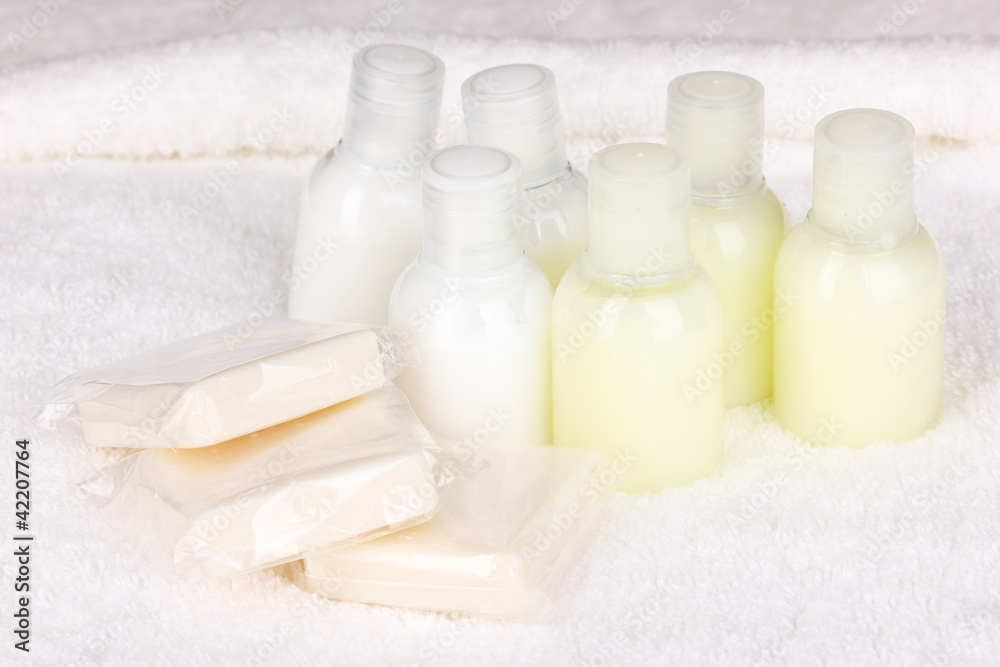 Hotel amenities kit on towel Hotel amenities kit on towel