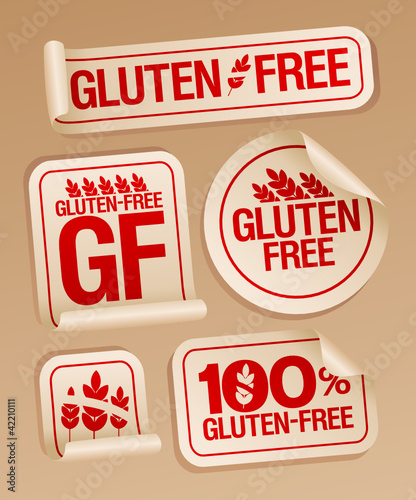 Gluten free food stickers set.