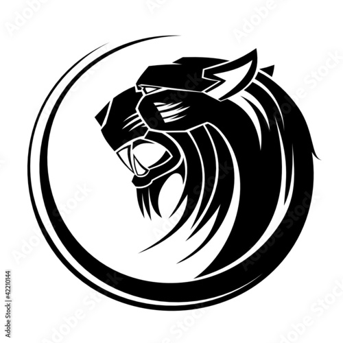 Lion circle tribal tattoo art.