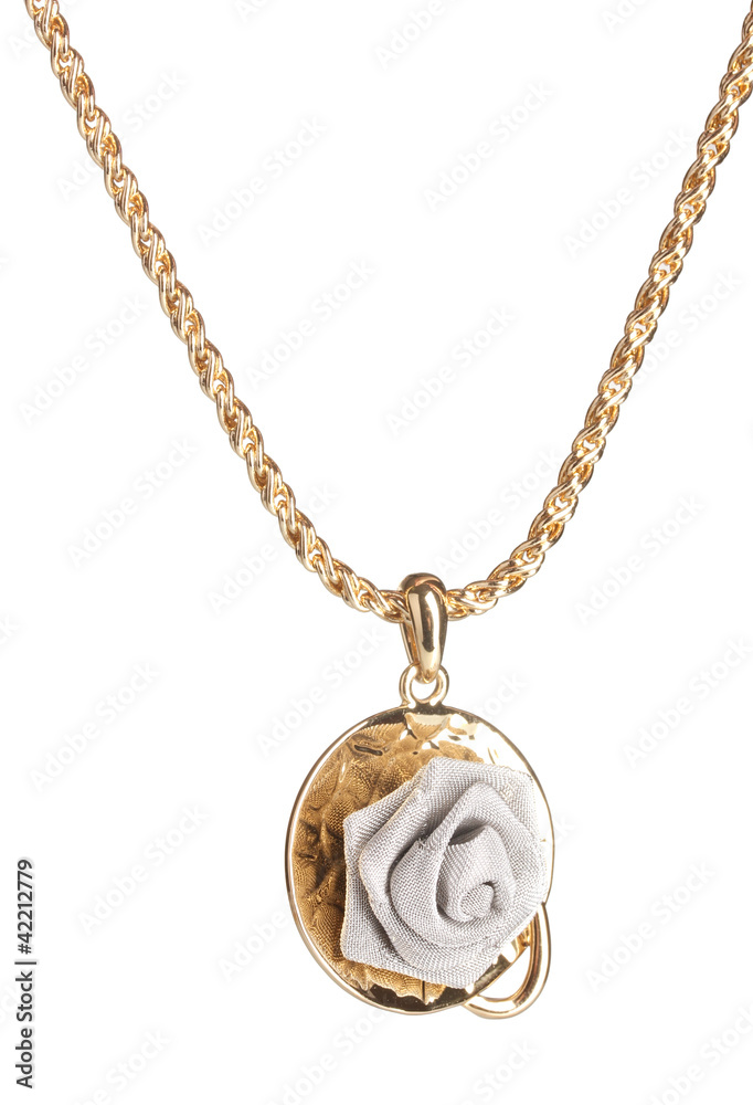 Pendant in form of rose isolated on white Pendant in form of rose isolated on white