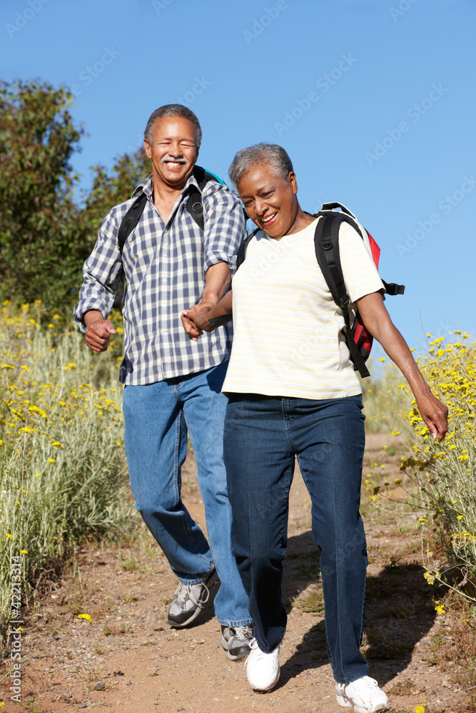Senior  couple on country hike