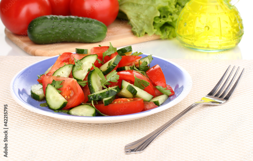 Fresh salad with tomatoes and cucumbers Fresh salad with tomatoes and cucumbers