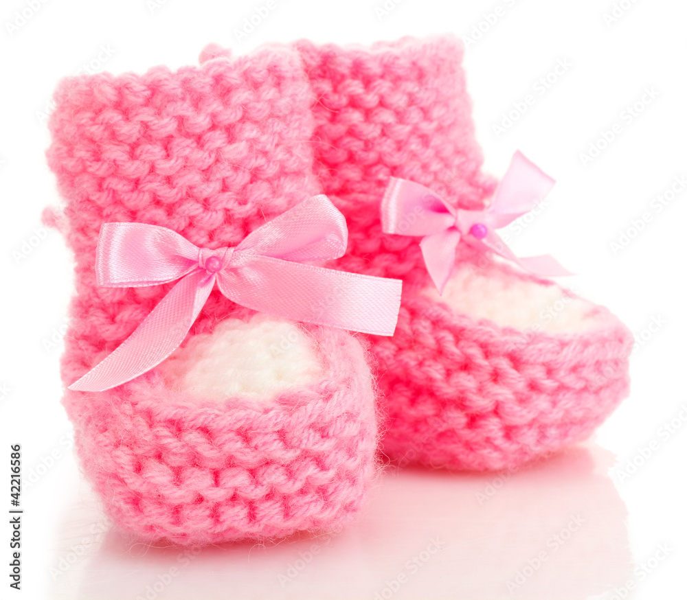 pink baby boots isolated on white pink baby boots isolated on white
