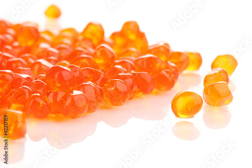 Red caviar isolated on white