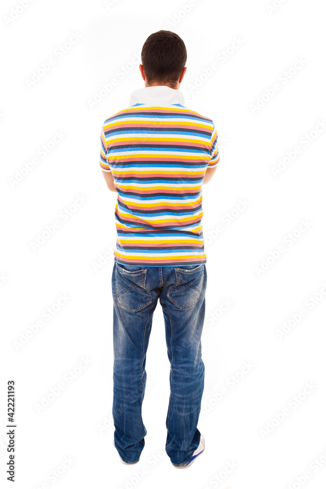 Young man from back, isolated on white Young man from back, isolated on white