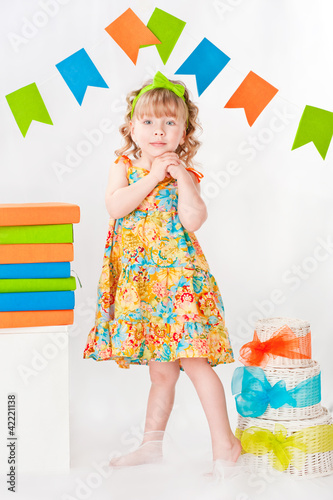 Beautiful girl, on a gray background