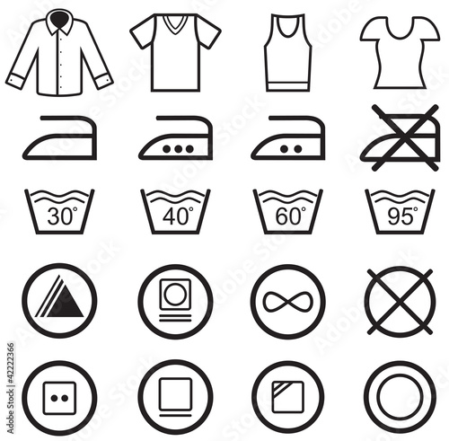 Set of washing symbols