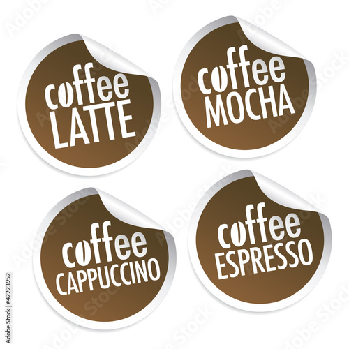 Latte, Mocha, Cappuccino and Espresso stickers