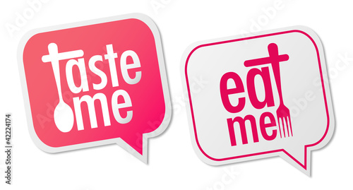 Taste me and Eat me stickers