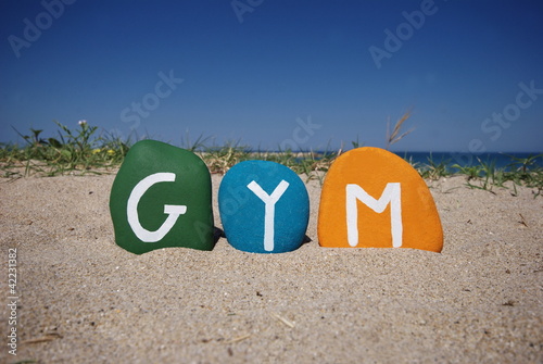 Gym, concept of sport on colourful stones