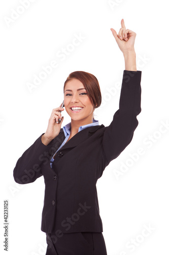 business woman winning on the phone