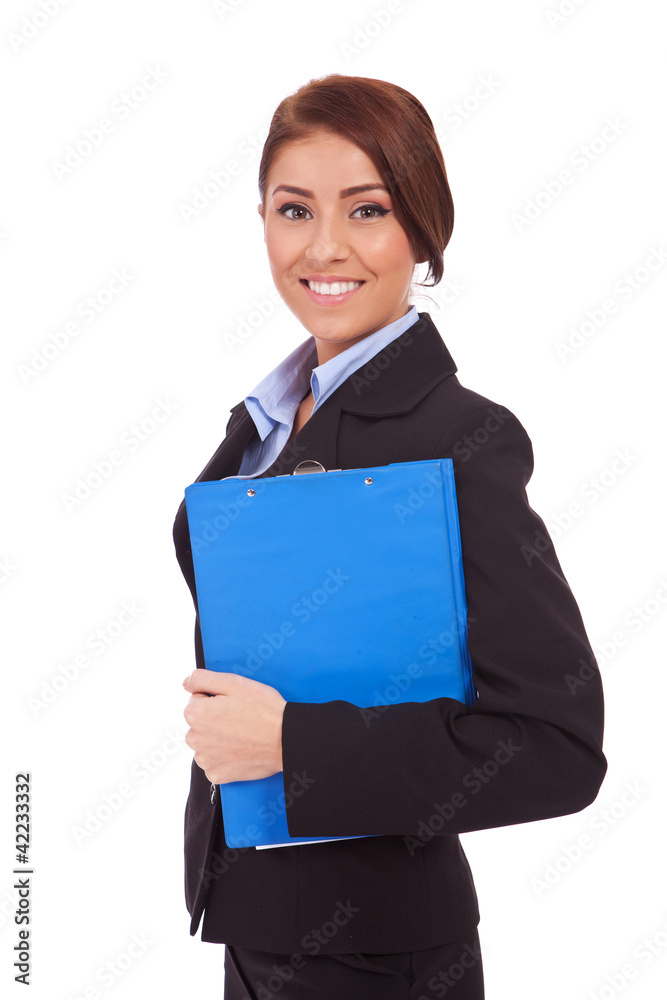 Portrait of a business woman holding a clipboard Portrait of a business woman holding a clipboard