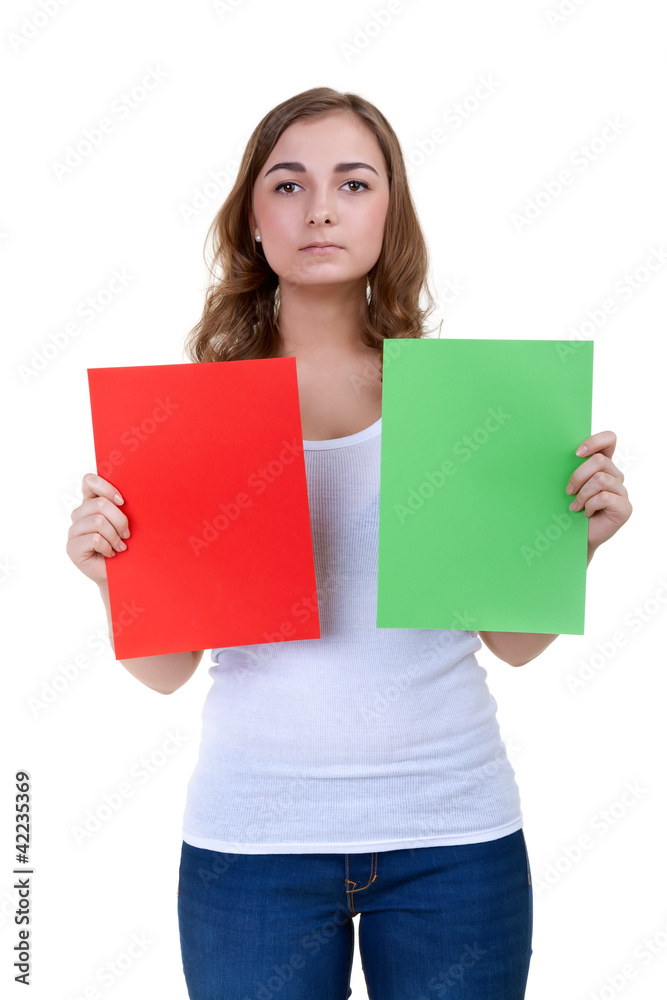 Young beautiful girl chooses a different color Young beautiful girl chooses a different color