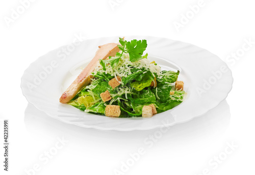 salad with chicken isolated on a white background