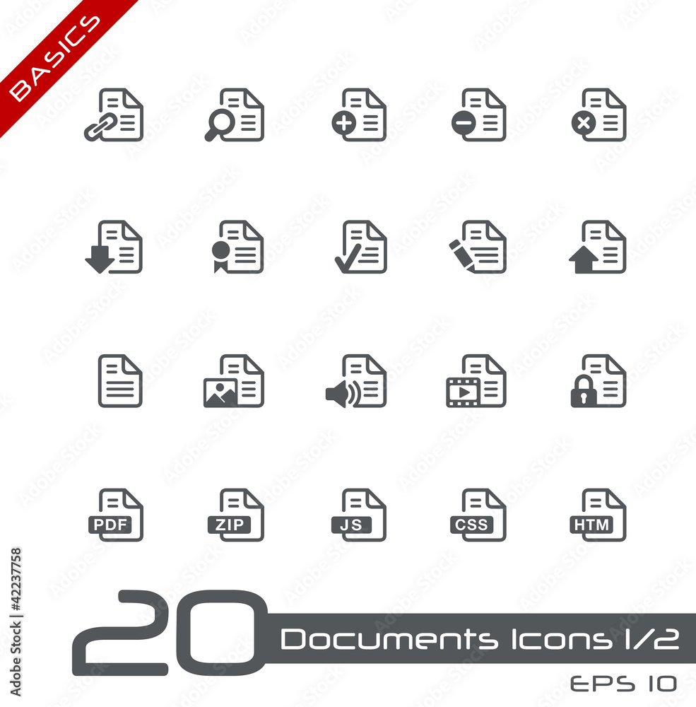 Documents Icons - Set 1 of 2 // Basics Documents Icons - Set 1 of 2 // Basics