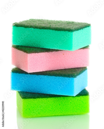colorful sponges isolated on white.