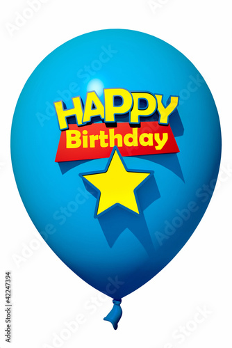 Happy Birthday blue balloon