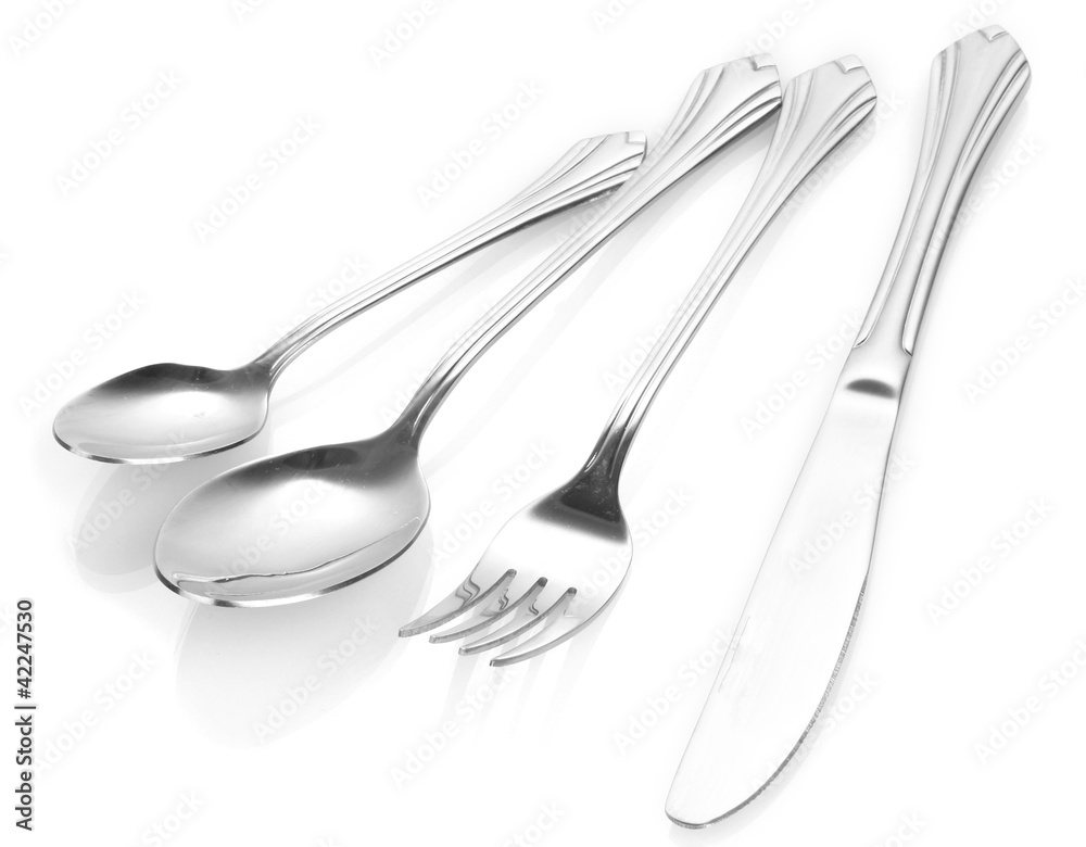 Fork, spoon and knife isolated on white Fork, spoon and knife isolated on white