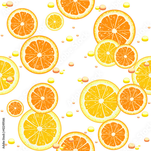 Seamless background with slices of orange