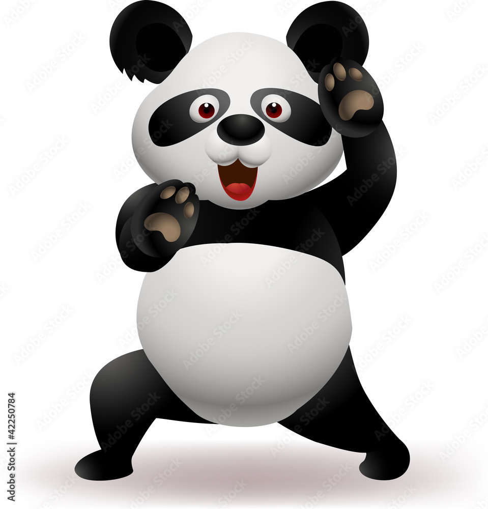 Obraz premium Vector illustration of Funny panda practicing martial art