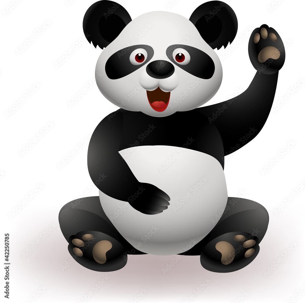 Obraz premium Funny panda waving hand