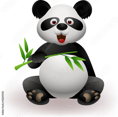 Fototapeta Naklejka Na Ścianę i Meble -  Funny panda with bamboo