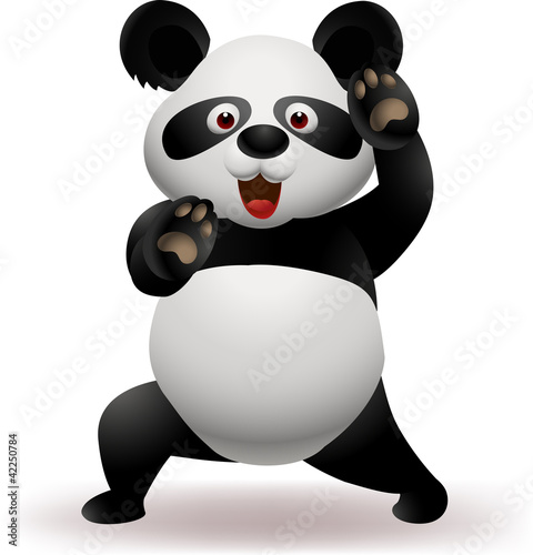Fototapeta Naklejka Na Ścianę i Meble -  Vector illustration of Funny panda practicing martial art