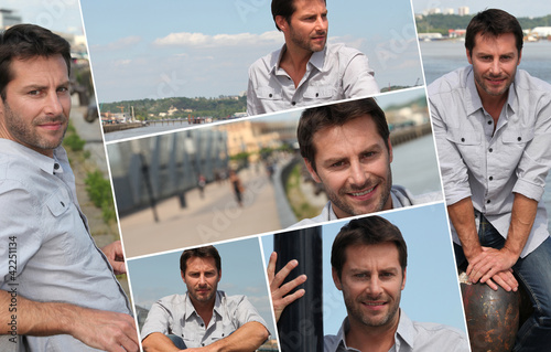Montage of a man on a promenade photo