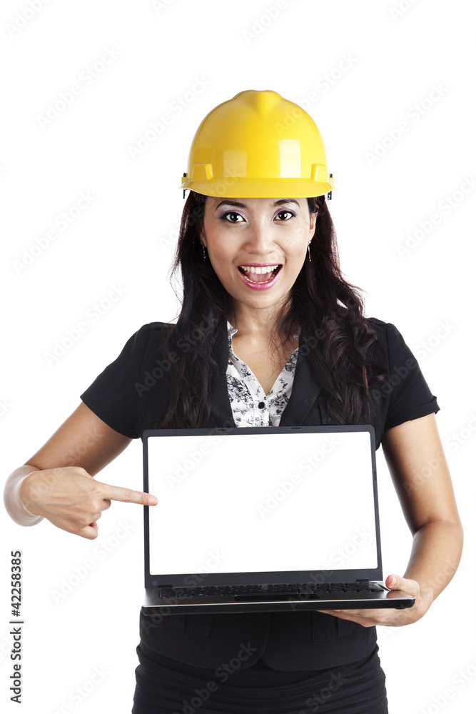 Female engineer with copyspace
